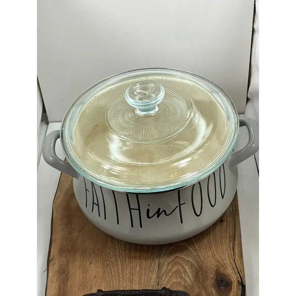 Chefs Atelier Light Grey 4.8 QT Enameled Steel Pot Faith in Food